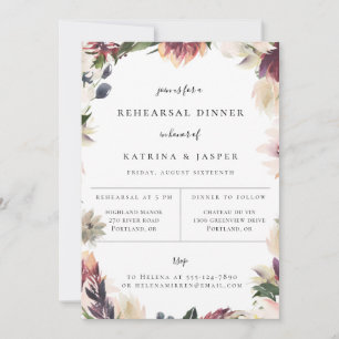 Blush Plum Floral Rehearsal Dinner Invitation Aankondiging