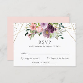 Blush Plum Geometric Modern Paarse RSVP Kaart