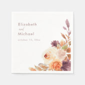 Blush & Plum Herfst Bloemen Trouwpapier Servet (Voorkant)