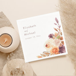 Blush & Plum Herfst Bloemen Trouwpapier Servet