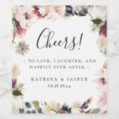 Blush Plum Rustic Floral Lijst Wedding Wijn Etiket (Enkel label)