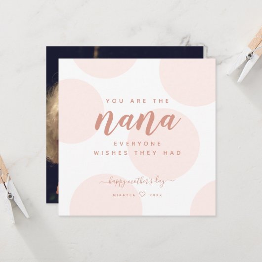 Blush Polka Dot Moederdag voor Nana-fotokaart (Voorkant / Achterkant in situ)