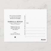 Blush Polka Dots Birth Announding Dank je wel Briefkaart (Achterkant)