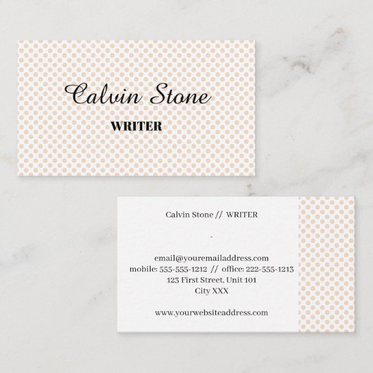 Blush polka stips op wit visitekaartje (Voorkant / Achterkant)