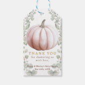 Blush Pompoen Eucalyptus Herfst Baby Shower Favor  Cadeaulabel (Voorkant)