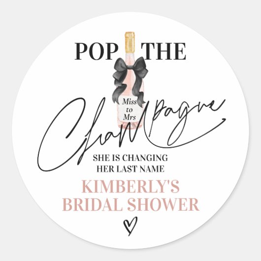 Blush Pop De Champagne Bruidsfeest Ronde Sticker (Voorkant)