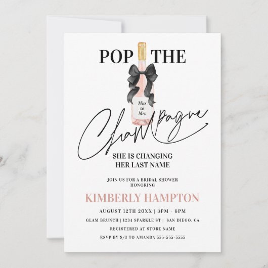 Blush Pop The Champagne Vrijgezellenfeest Kaart (Voorkant)