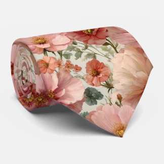 Blush Poppies Botanical Wedding Stropdas