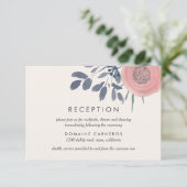 Blush Poppies bruiloft receptie Informatiekaartje (Staand voorkant)