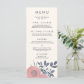Blush Poppies Custom Wedding Menu Kaart (Staand voorkant)