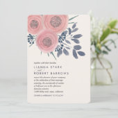 Blush Poppies Modern Floral Wedding Kaart (Staand voorkant)