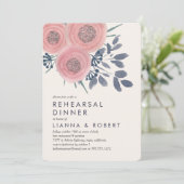 Blush Poppies Rehearsal Dinner Invitation Kaart (Staand voorkant)