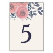 Blush Poppies Table Number Kaart (Voorkant)