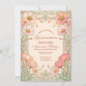 Blush Poppy Quinceañera Celebration Kaart (Voorkant)