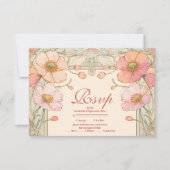 Blush Poppy Quinceañera Celebration RSVP Kaartje (Voorkant)