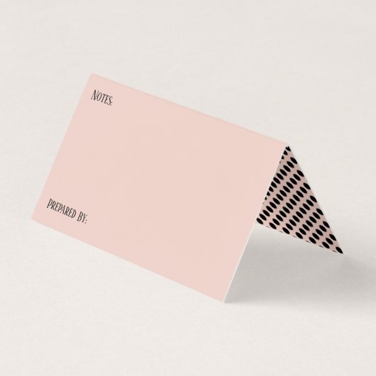 Blush Potluck Dish Recipe Tent Kaarten, poolpotten Visitekaartje (Achterkant)