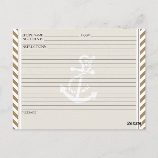 Blush preppy Chevron Stripe Modern Nautical Anchor Briefkaart (Achterkant)