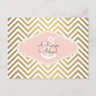 Blush preppy Chevron Stripe Modern Nautical Anchor Briefkaart
