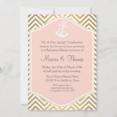 Blush preppy Chevron Stripe Modern Nautical Anchor Kaart (Achterkant)