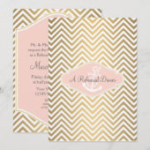 Blush preppy Chevron Stripe Modern Nautical Anchor Kaart (Voorkant / Achterkant)