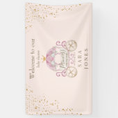Blush Princess Aankomst binnenkort Baby shower Spandoek (Verticaal)