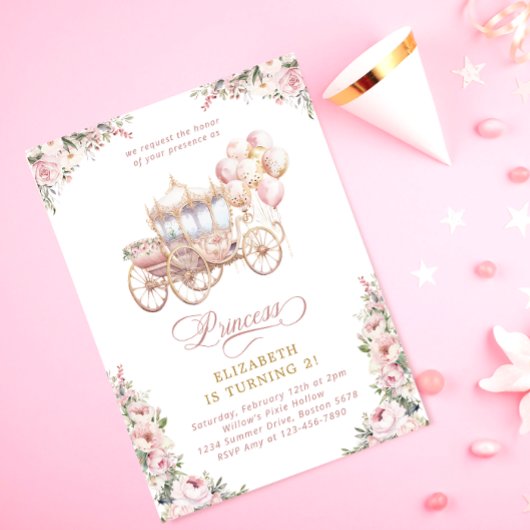 Blush Prinses Carriage Sprookje Verjaardagsfeest Kaart