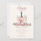 Blush Prosecco Parels Bruiloftsfeest Kaart (Voorkant)