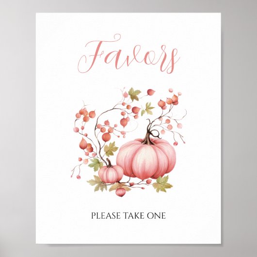 Blush Pumpkin Autumn Berry Baby shower Favorieten  Poster (Voorkant)