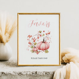 Blush Pumpkin Autumn Berry Baby shower Favorieten Poster