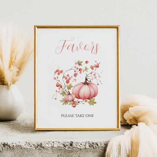 Blush Pumpkin Autumn Berry Baby shower Favorieten  Poster