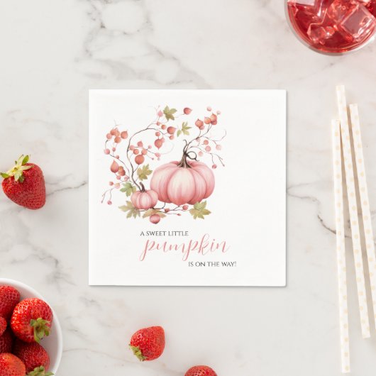 Blush Pumpkin Autumn Berry Baby shower Servet (Insitu)