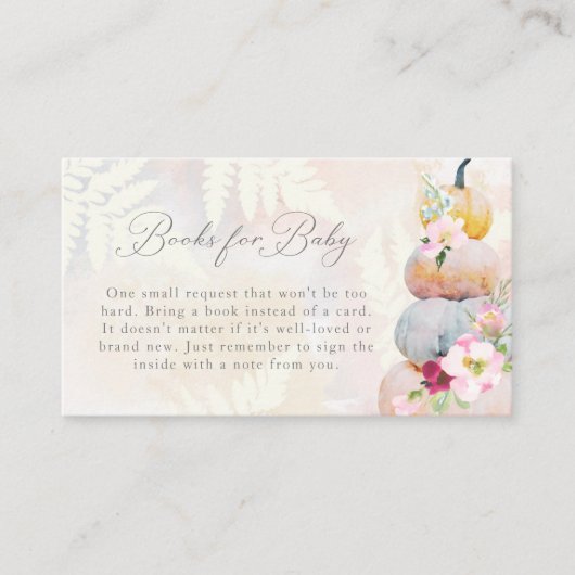Blush Pumpkin Baby shower Books for Baby Informatiekaartje (Voorkant)