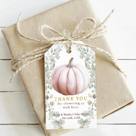 Blush Pumpkin Eucalyptus Fall Baby Shower Favor Ta Cadeaulabel