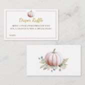 Blush Pumpkin Fall Baby Shower Diaper Raffle Card Informatiekaartje (Voorkant / Achterkant)