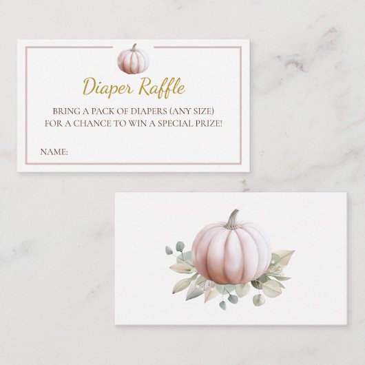 Blush Pumpkin Fall Baby Shower Diaper Raffle Card Informatiekaartje (Voorkant / Achterkant)