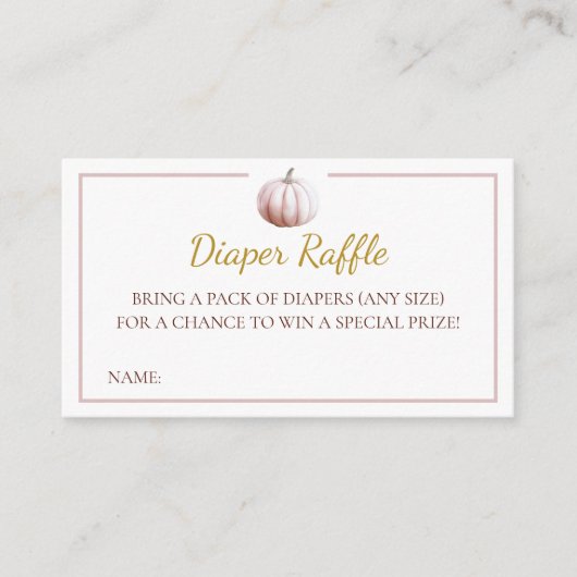 Blush Pumpkin Fall Baby Shower Diaper Raffle Card Informatiekaartje (Voorkant)