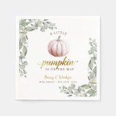 Blush Pumpkin Fall Baby Shower Paper Napkins Servet (Voorkant)