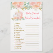 Blush Pumpkin Floral Baby Word Scramble Game (Voorkant)