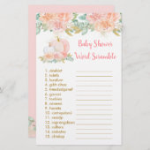 Blush Pumpkin Floral Baby Word Scramble Game (Voorkant / Achterkant)