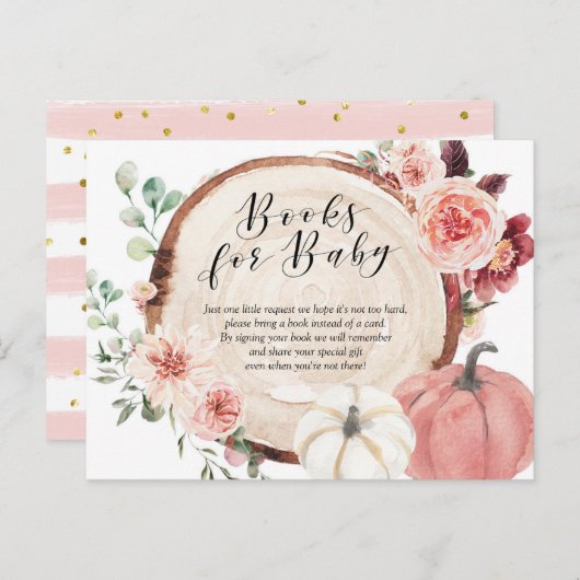 Blush Pumpkin Floral Boos for Baby shower Uitnodiging Briefkaart (Voorkant / Achterkant)