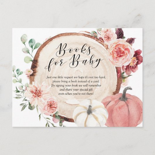 Blush Pumpkin Floral Boos for Baby shower Uitnodiging Briefkaart (Voorkant)