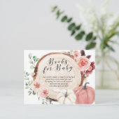 Blush Pumpkin Floral Boos for Baby shower Uitnodiging Briefkaart (Staand voorkant)