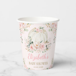 Blush Pumpkin Herfst Greenery Baby shower Papieren Bekers