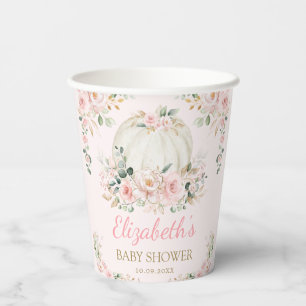 Blush Pumpkin Herfst Greenery Baby shower Papieren Bekers