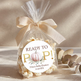 Blush Pumpkin Ready to Pop Baby Shower Sticker