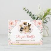 Blush puppy Dogs Baby Girl Shower Daper Raffle Informatiekaartje (Staand voorkant)