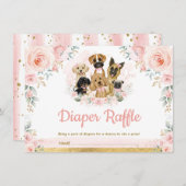 Blush puppy Dogs Baby Girl Shower Daper Raffle Informatiekaartje (Voorkant / Achterkant)