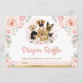 Blush puppy Dogs Baby Girl Shower Daper Raffle Informatiekaartje
