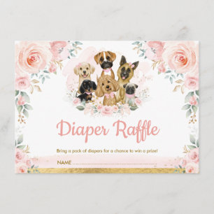 Blush puppy Dogs Baby Girl Shower Daper Raffle Informatiekaartje