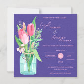 Blush & Purple Floral Mason Jar Wedding Invitation Magnetische Uitnodiging (Voorkant)